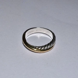 David Yurman Sterling Silver 18k Yellow Gold Crossover Band Ring Size 8 - Picture 1 of 4
