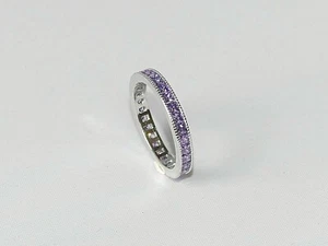 Ladies Art Deco Style 925 Sterling Solid Silver Amethyst Full Eternity Ring - Picture 1 of 12