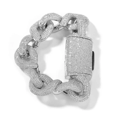 Collar Cadena Eslabón Cubano Grande Redondo Infinito 5AAA+ CIRCONITA Ice Out Hop Hip Bling 20MM Foto 1 de 4