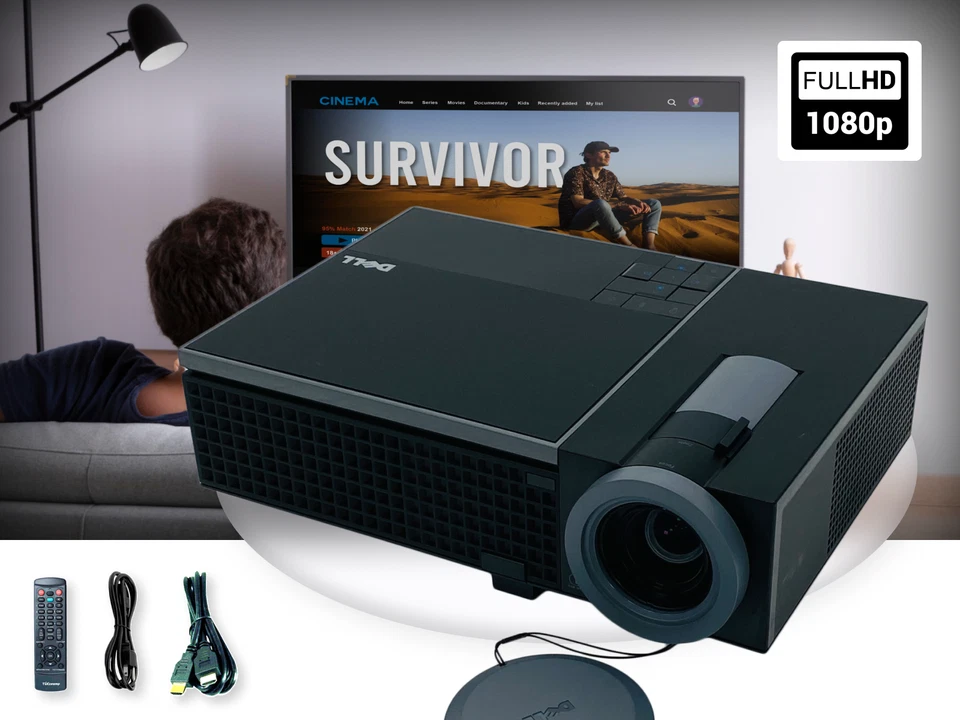 DLP Projector Durable and Easy to Set Up Anywhere 3,500 Lumens Full HD HDMI USB - Image 1 of 4