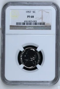 1957 P Nickel Jefferson NGC PF-68 - Picture 1 of 2