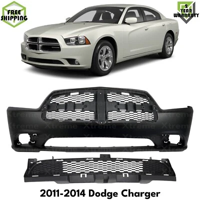 Front Bumper Cover Primed & Grille Assembly Kit For 2011-2014 Dodge Charger Foto 1 de 4