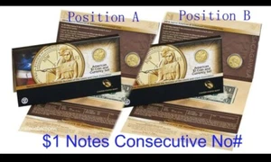 2014 Native American $1 Enhanced Coin and Currency Set A&B Set Consecutive# $1 - Picture 1 of 5