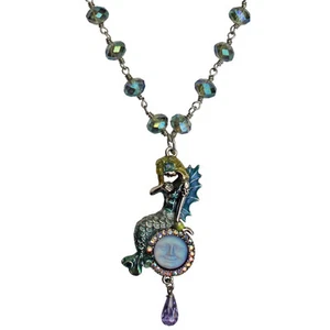 KIRKS FOLLY DREAMY MERMAID SEAVIEW MOON PENDANT NECKLACE silvertone - Picture 1 of 3