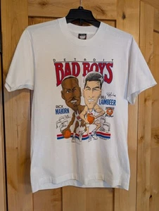 Vintage Detroit Pistons Bad Boys 1989 T Shirt Laimbeer Rick Mahorn Caricature L - Picture 1 of 8