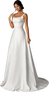 Vestido de novia VIPGIRL blanco línea A, cuello cuadrado, vestido de novia - Imagen 1 de 3