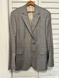 Peter Millar EUC light gray blue plaid all season wool blazer coat jacket 46T - Picture 1 of 7