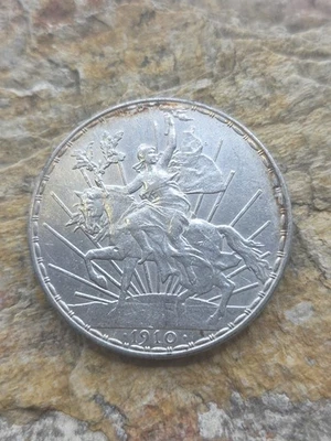 Moneda de Plata Independencia Caballito 1910 México Un 1 Peso AU/UNC  Foto 1 de 2