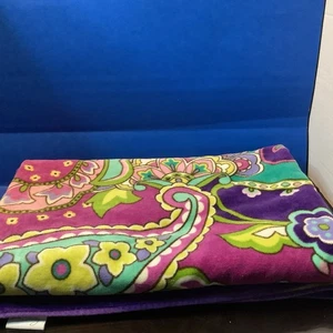 Vera Bradley BeachTowel Heather Paisley Pool FloralPlush Purple Green Aqua 32x66 - Picture 1 of 5