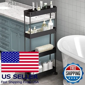 4-Tier Slim Rolling Storage Cart, Mobile Organizer for Bathroom, Kitchen, Office - Picture 1 of 7