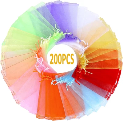 200 Bolsas Organza 4x6 Pulg Cordon Regalo Joyeria Boda Fiesta 10 Colores Foto 1 de 4