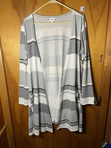 lularoe open front sweater cardigan gray ladies size large long sleeve knit - Picture 1 of 7
