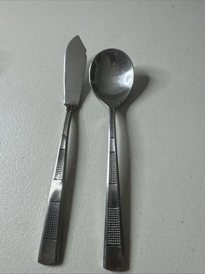 Cuchara de azúcar/cuchillo cubiertos vintage de acero inoxidable Nirzanna Stanley Robert’s Japón Foto 1 de 4