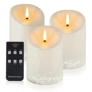 Outdoor Waterproof Flameless Candles, 3"x4" LED Candles, 3Pack Electric Fake ... - Picture 1 of 8