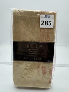 New Set Of 4 Tribeca Linens N Things Straw Color Chevron Napkins Stain Resistant - Picture 1 of 7