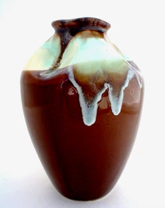 Vintage Vase blau auf braun Tropfglasur Unikat Stil Bing und Grondahl - Bild 1 von 4