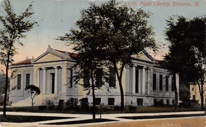 Evanston Illinois~Carnegie Library~1703 Orrington Avenue~Gone Now~1913 Postcard - Picture 1 of 2