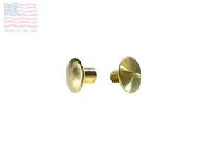 1/4" 6.3mm Chicago Screws & Post w/ Solid Head, Brass, Saddle, Concho, 5 Sets - Picture 1 of 1