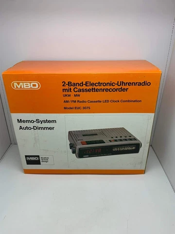 Vintage MBO 2-Band AM/FM Radio Cassette LED Clock Combination No.4040 220V RARE Cover