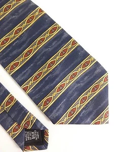 NEW! BILL BLASS MENS TAN, STEEL BLUE & RED STRIPED SILK TIE 56" LONG 3.75" WIDE - Picture 1 of 3