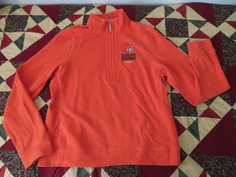 Womens Tommy Bahama 1/2 Zip Orange Pullover XL Cleveland Browns Pima Cotton NFL Cover