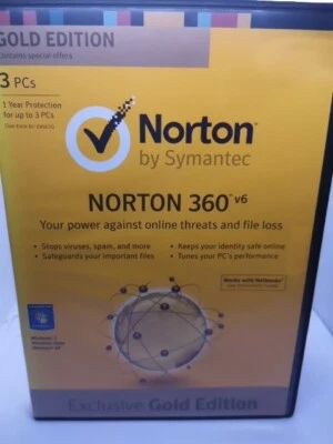 Norton 360 V6 Gold Edition Symantec 3 PCs Tested & Complete ☆ FREE FAST POST - Image 1 of 3