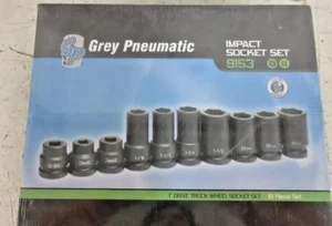 Grey Pneumatic 9153 1" Drive 10 Piece Truck Wheel Impact Socket Set Warranty - Picture 1 of 7