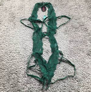 Avidlove Women One Piece Lingerie Sexy Lace Bodysuit Deep V Teddy Sz S Green NWT - Picture 1 of 8