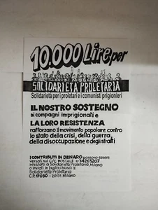VOLANTINO 10.000 LIRE PER SOLIDARIETà PROLETARIA - Picture 1 of 2
