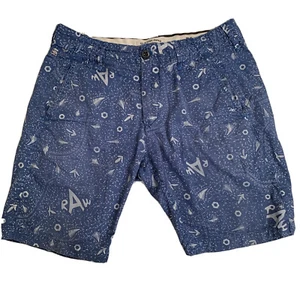 G-Star Raw Vetar Chino Corti Da Uomo 31 Blu Stampa Over 5 Tasche - Foto 1 di 17
