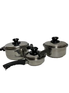 Lustre Craft Cookware Multi-Core 5 Ply Stainless 6 Pc. 4 Qt. 9' & 7' Saucepans - Picture 1 of 10