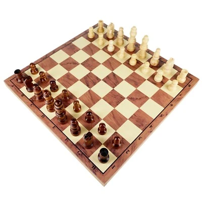 MIND GAMES Set Scacchi Tavola Fatto a Mano Pezzi Legno Gioco Famiglia 21cm x 21cm Piatto LETTERBOX