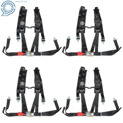 4 Pack Seat Belt Harness 4 Point 2" Padded Black For Polaris RZR XP S 4 1000 - Image 1 of 4