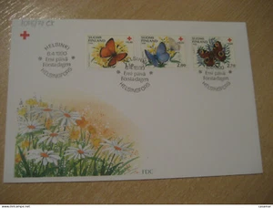 Helsinki 1990 Yvert 1076/8 Butterfly Papillon FDC Cancel Cover Red Cross Finland - Picture 1 of 1