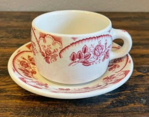 Vintage McNicol China Restaurant Ware Red Rose 1 Cup 1 Saucer Clarksburg WV - Picture 1 of 11