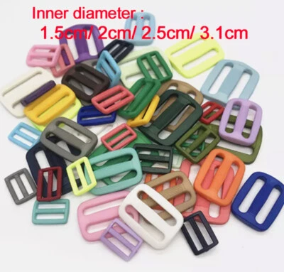 Webbing Colorful Plastic Slider Tri Glide Adjust Buckles Size 15/20/25/31mm - Image 1 of 4