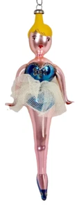 De Carlini Ballerina Christmas Ornament Blue White Tulle Single Leg 1960s #1276 - Picture 1 of 8