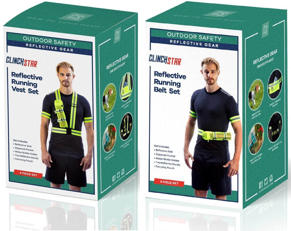 Reflective Running or Cycling Gear with Pocket, Water Bottle Holder & Band Set - Image 1 of 1