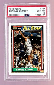 1992 TOPPS BASKETBALL CARD #107 HOF CHARLES BARKLEY PSA 10 PHILADELPHIA 76ERS - Picture 1 of 5