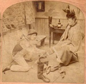 1892 The Country Shoe Maker.  B.W. Kilburn  Stereoview Photo - Picture 1 of 2