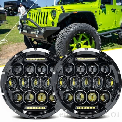 300W Pair 7 inch Round LED Headlight Hi/Lo DRL for Jeep Wrangler JK LJ TJ CJ DOT - Image 1 of 4