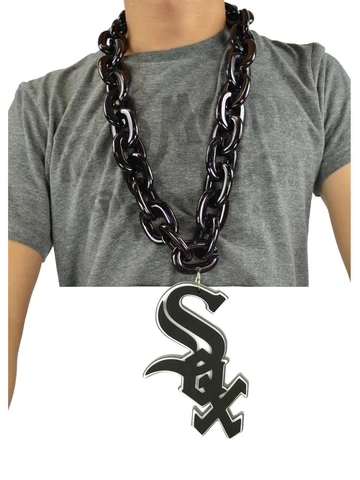 New MLB Chicago White Sox Black Fan Chain Necklace Foam Cover