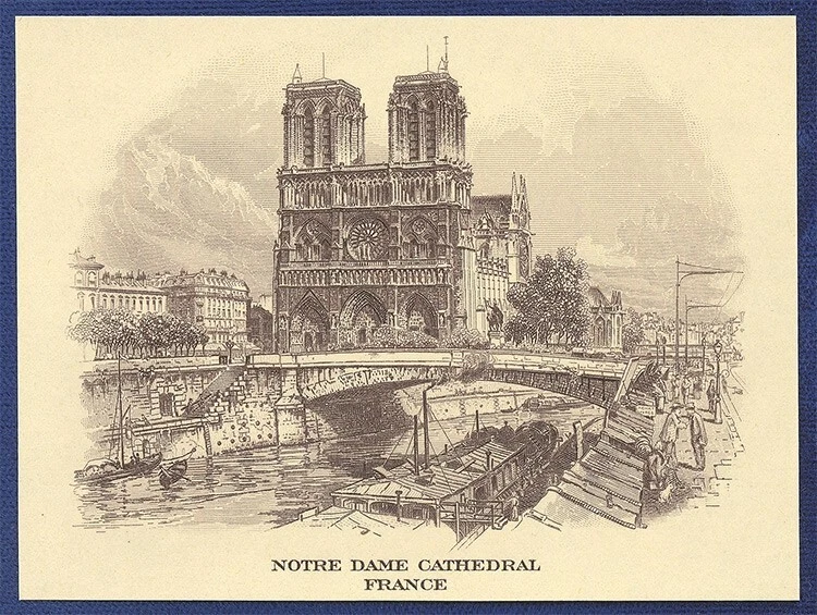 VINTAGE AMERICAN BANK NOTE Co. ENGRAVING: NOTRE DAME FRANCE - Image 1 of 1