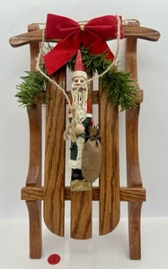 Vintage Frohe Weihnachten Holz Schlitten handbemalt 18" x 6,5" Deko Landhaus - Bild 1 von 6