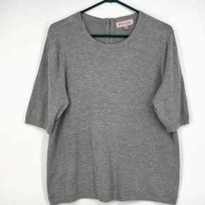Philosophy Womens XL Short Sleeve Sweater Heather Gray Pullover Back Zip Rayon - Picture 1 of 8