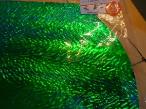 Dichroic Glass:CBS 90 COE Emerald Green on Herringbone Ripple Text. Black - 3"Sq - Picture 1 of 1