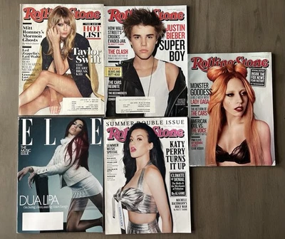 Pop Star Magazine Lot 5 Rolling Stone Elle Bieber Gaga Perry Swift Dua Lipa - Image 1 of 4
