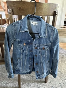 Madewell Blue The Jeansjacke Damen Knopfleiste Langarm Baumwolle Größe XS - Bild 1 von 5