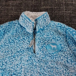 Pullover J. America Mujer Azul Sherpa 1/4 Cremallera Pura Sangre Club Talla Mediana - Imagen 1 de 8