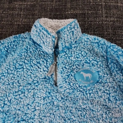 Pullover J. America Mujer Azul Sherpa 1/4 Cremallera Pura Sangre Club Talla Mediana Foto 1 de 4